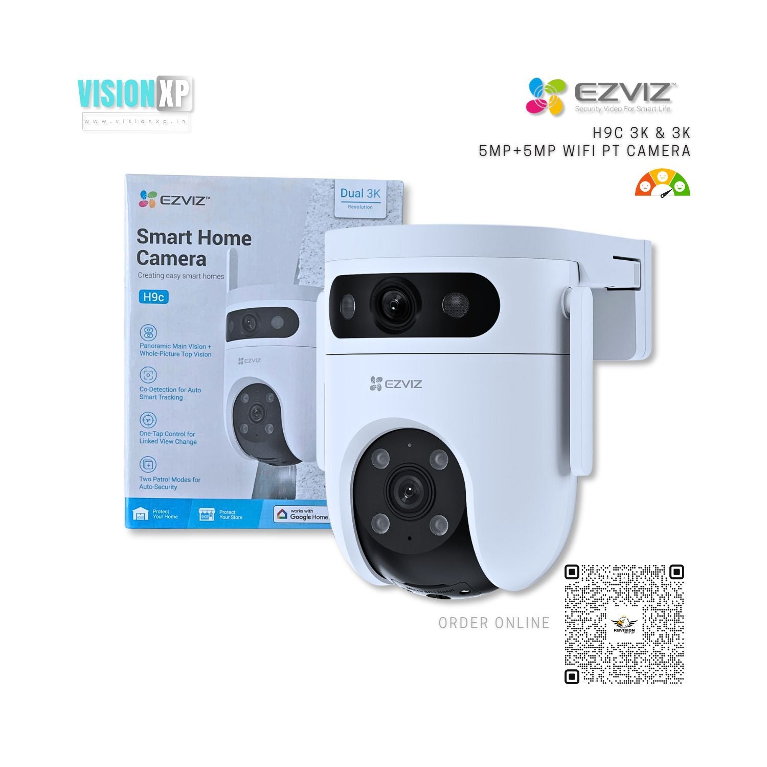 Ezviz H9c 3K+3K (5MP+5MP) Dual-Lens Pan & Tilt Wi-Fi Security Camera Ezviz H9c 3K+3K (5MP+5MP) Dual-Lens Pan & Tilt Wi-Fi Security Camera